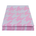 Theedoeken pied-de-poule fuchsia pastelblauw set van 6