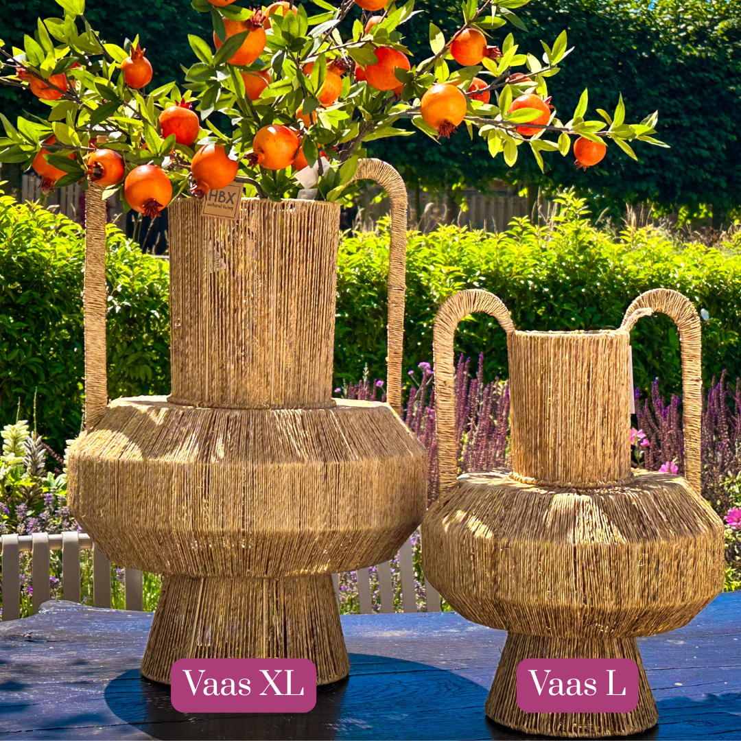 Rotan Rieten Vaas met Handvatten Landelijk Decoratie