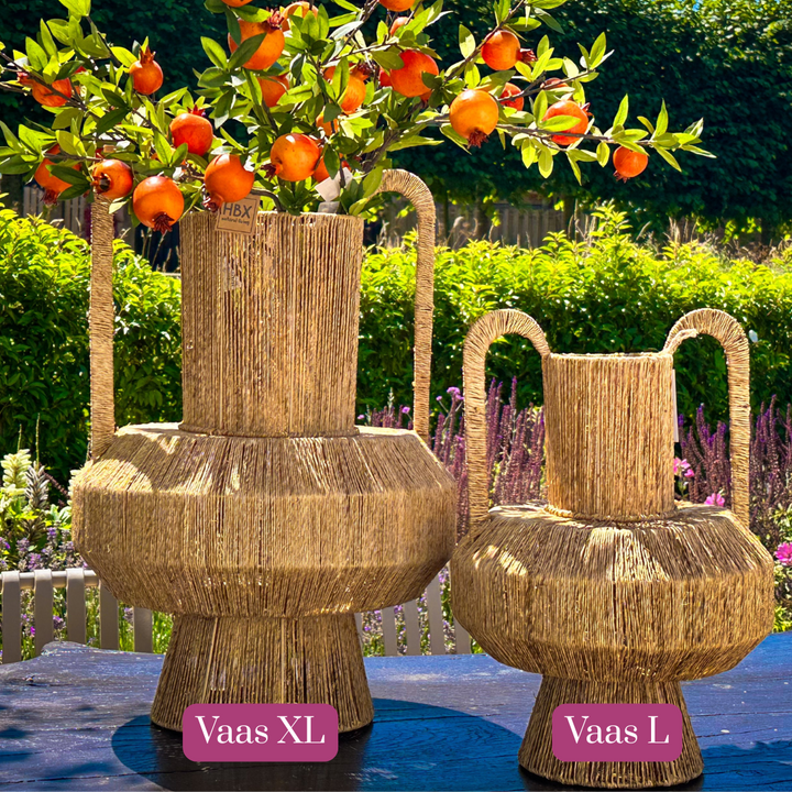 Rotan Rieten Vaas met Handvatten Landelijk Decoratie