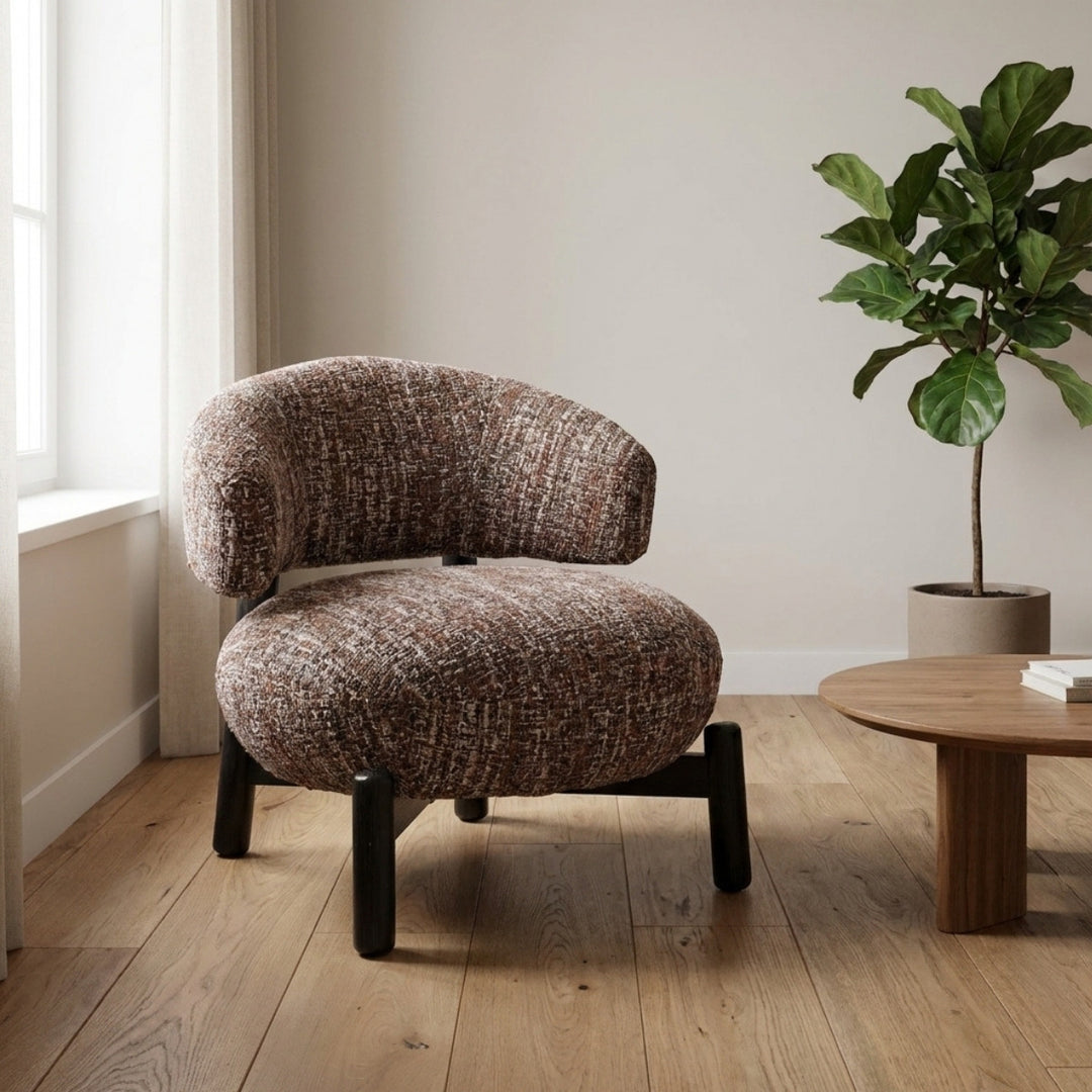 Richmond Loungestoel Ornella hazel brede kuipfauteuil met zwarte poten