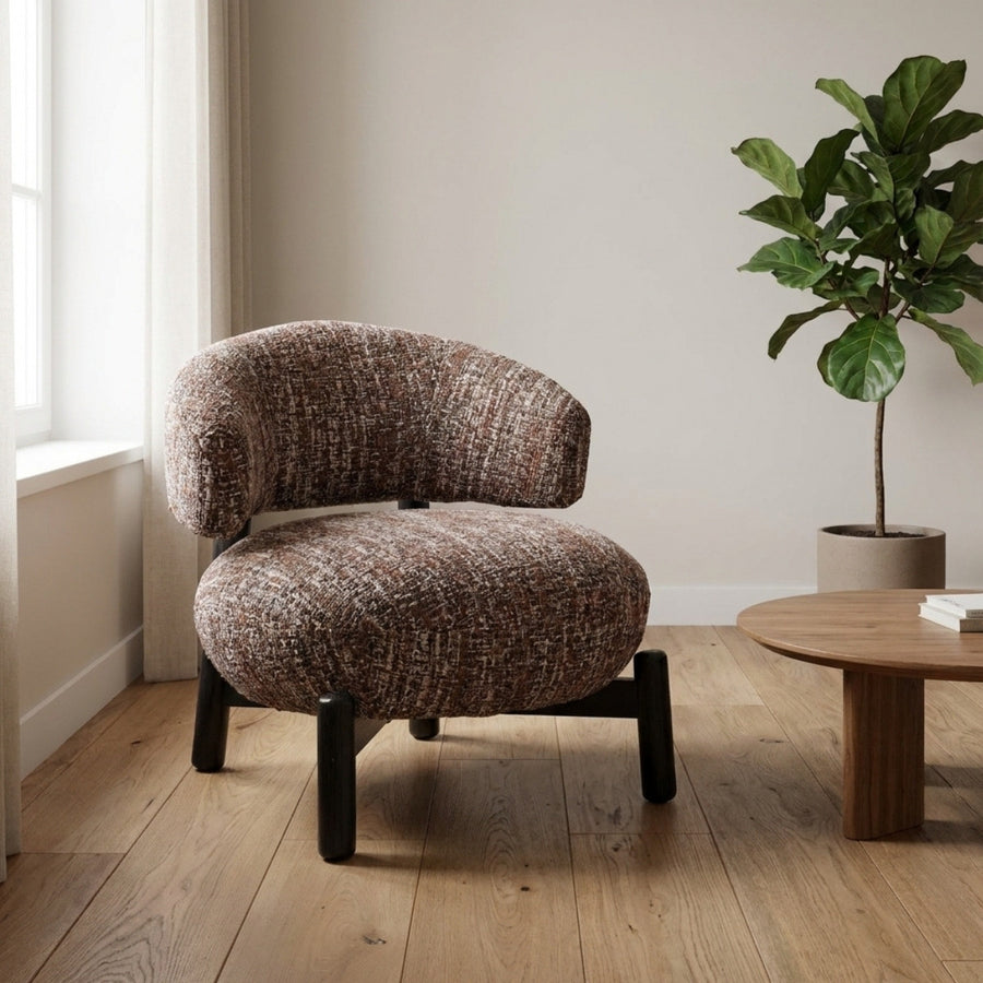 Richmond Loungestoel Ornella hazel brede kuipfauteuil met zwarte poten