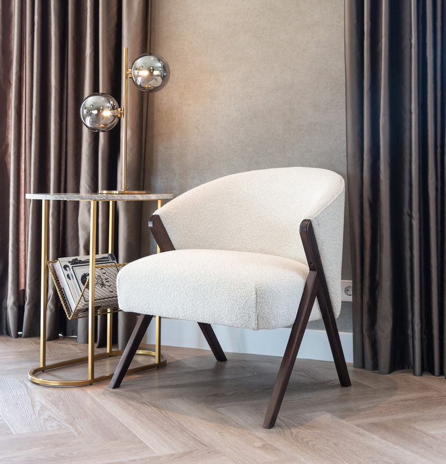 Richmond Fauteuil Mia Bouclé Wit - sfeerbeeld
