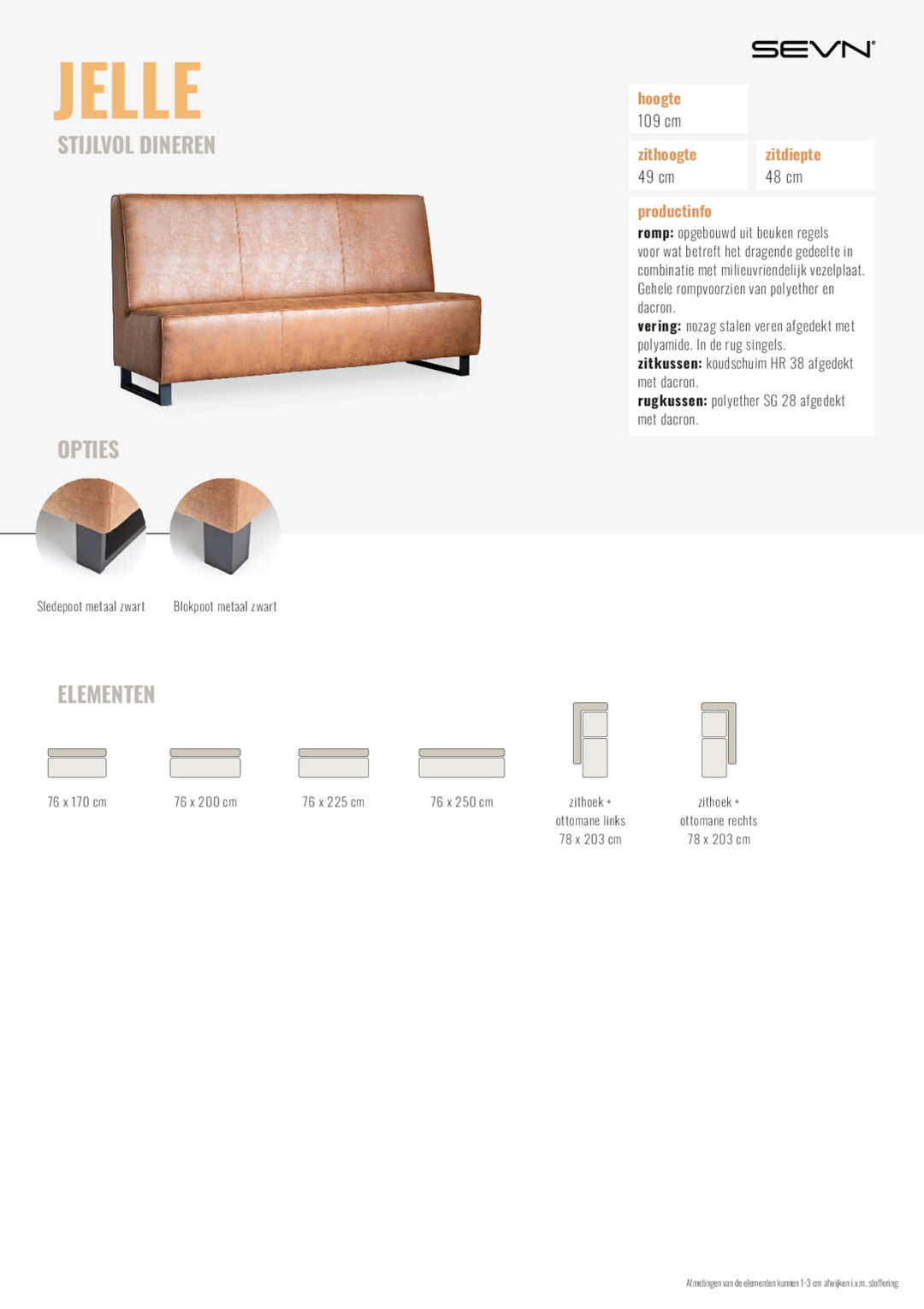 SEVN Eetkamerbank Jelle Velvet, kleur Groen