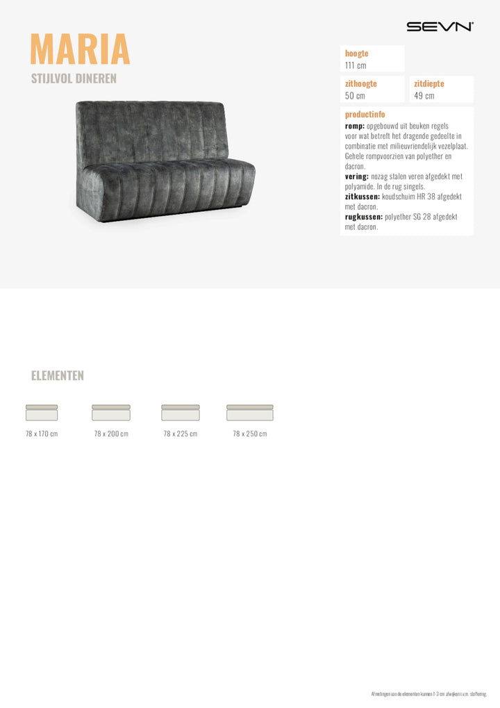 SEVN Eetkamerbank Maria Velvet, 170cm, kleur Huntergroen