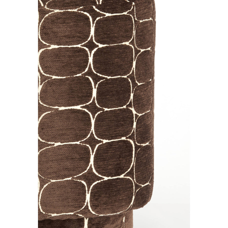 Poef Davonte donkerbruin velvet print detail