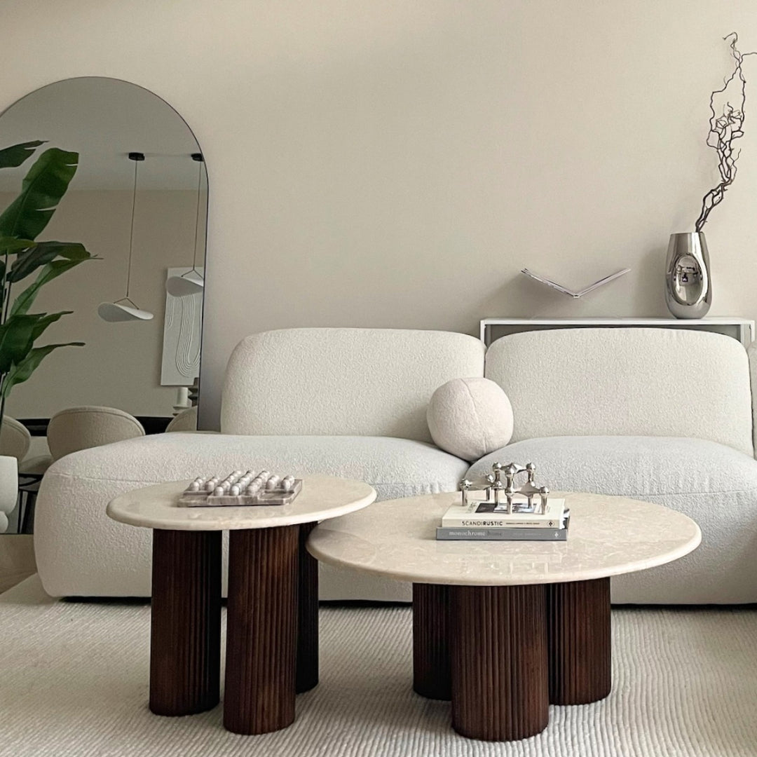 Salontafel Xavi – marmer & mangohout wit