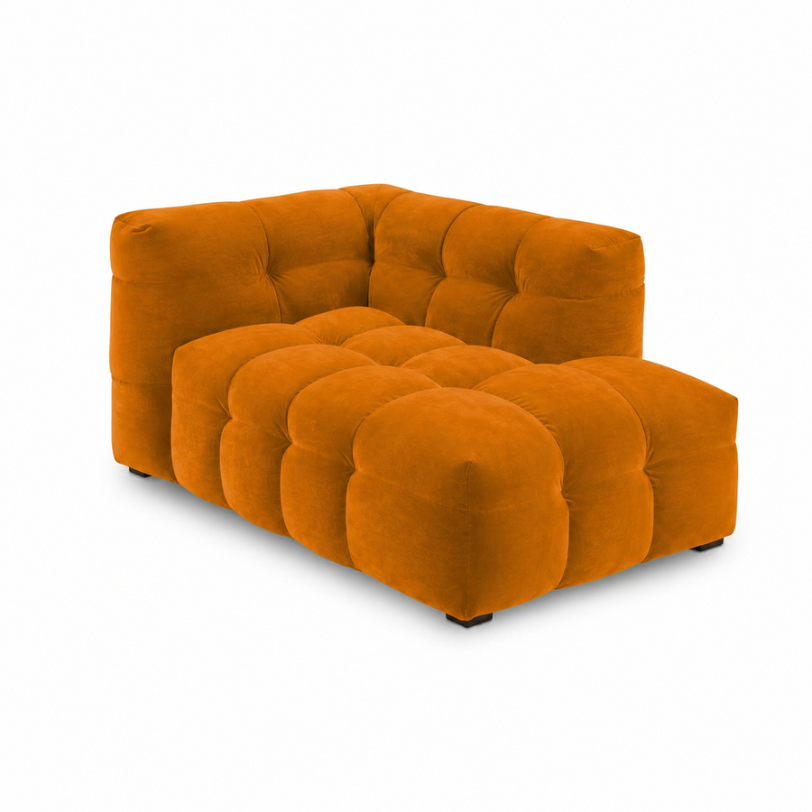 Velvet Chaise Longue – Luxe Ronde Design Ligbank | Royal Peach