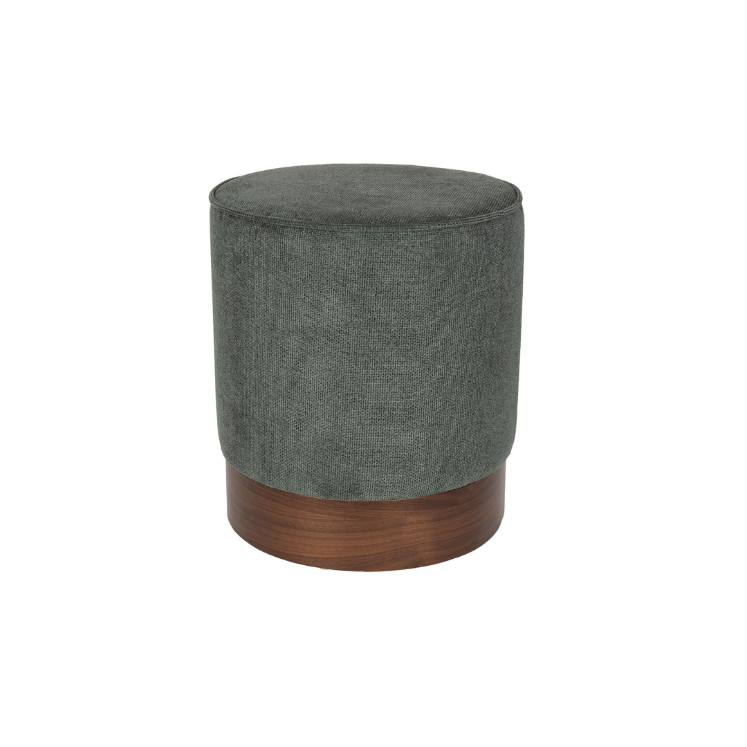 Ronde poef groen met houten poten 41 cm – Dutchbone Bellevue