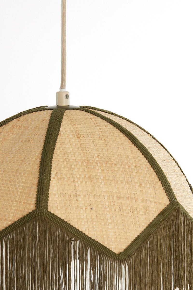 Light & Living Hanglamp Sulina Raffia Naturel/Groen