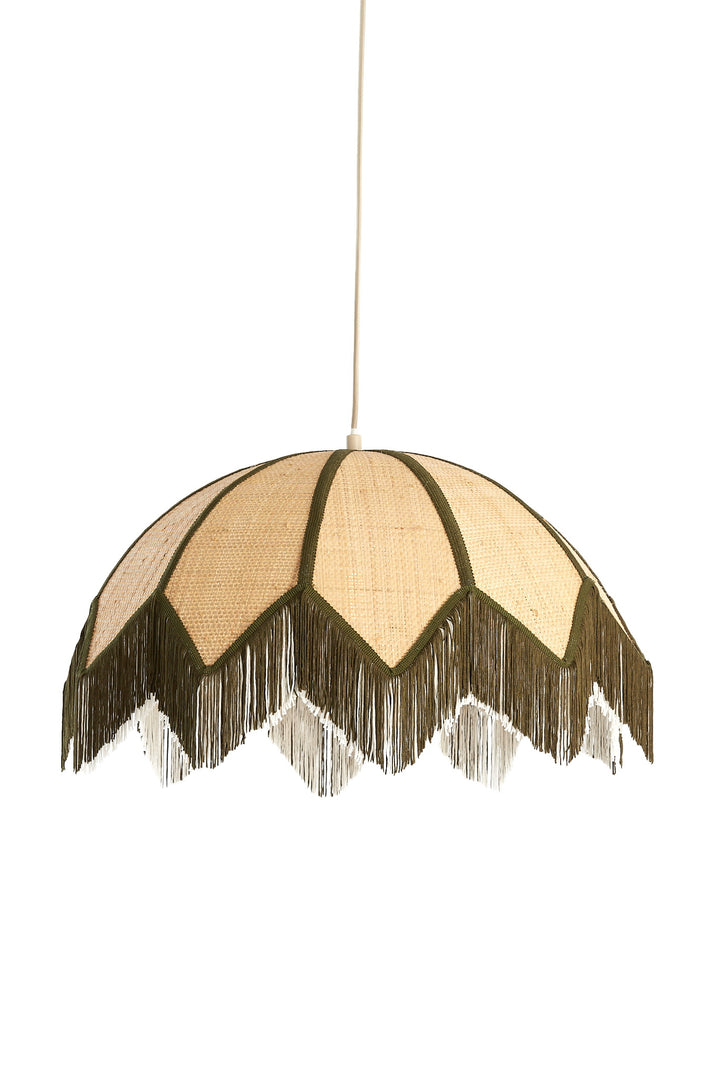 Light & Living Hanglamp Sulina Raffia Naturel/Groen