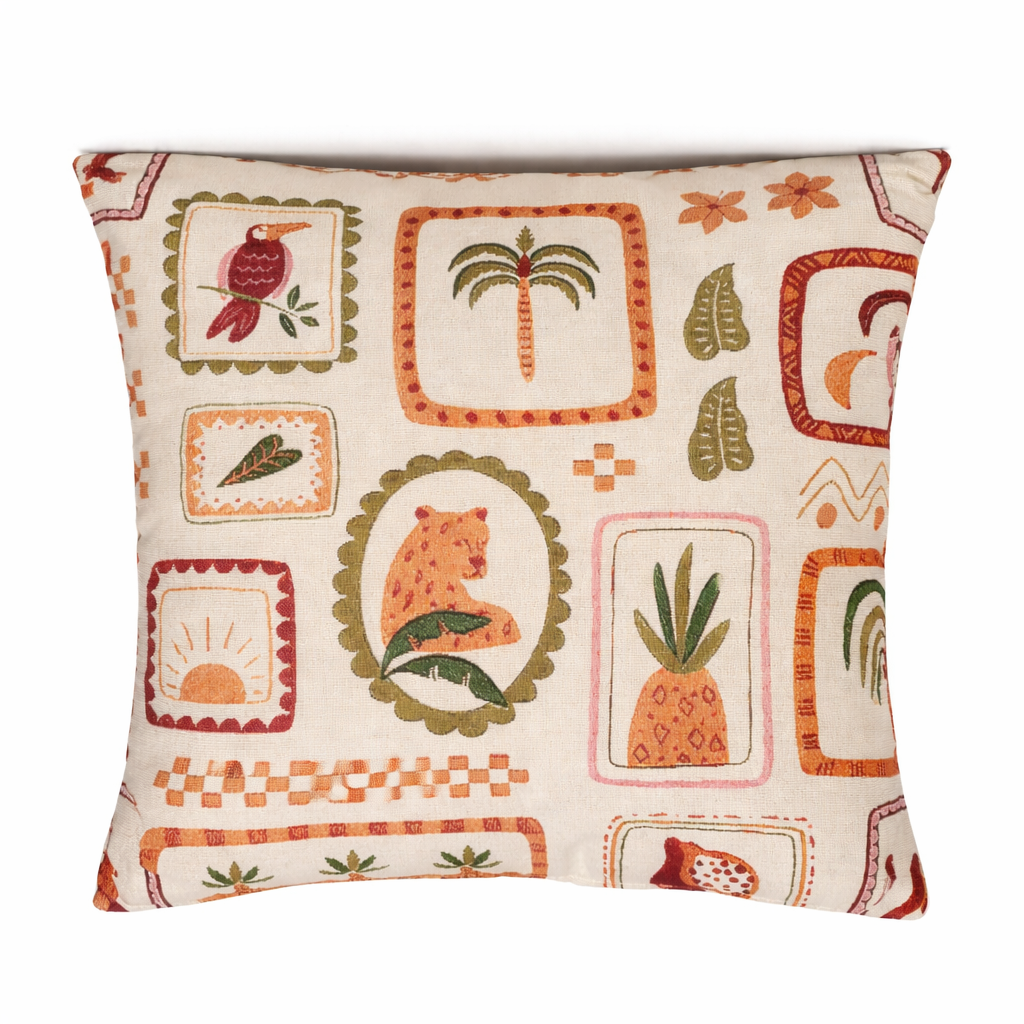 Tropische lente Leopard Sierkussen 45x45 cm – Bohemian Jungle Design