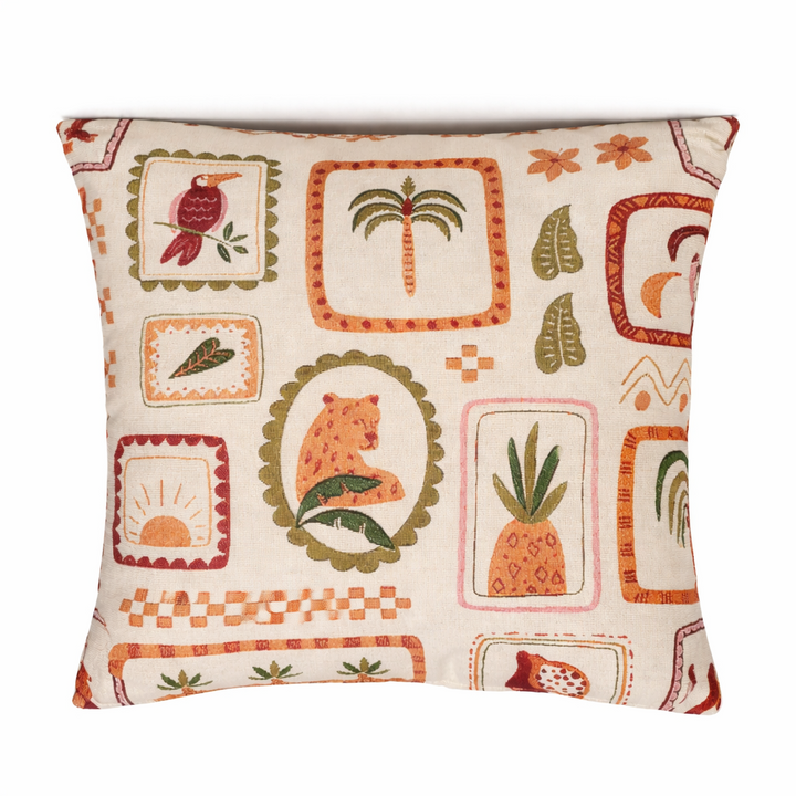 Tropische lente Leopard Sierkussen 45x45 cm – Bohemian Jungle Design