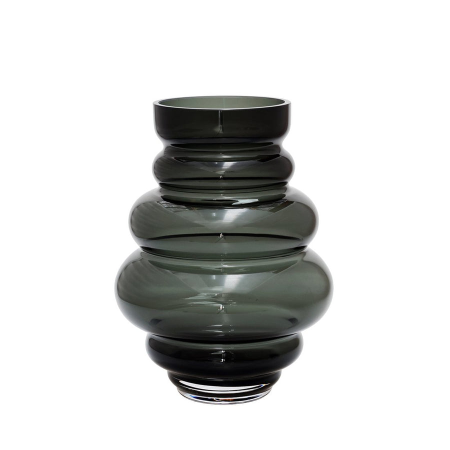 Maputo Gray vaas – mondgeblazen glazen designvaas in grijs/groen | Ø18/22 x H24/30 cm – stoer en stijlvol