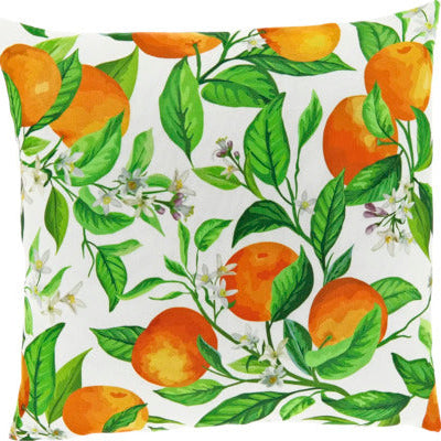 Oranje Buitenkussen 45x45 cm – Waterafstotend Sierkussen met Bladeren & Bloemen Print