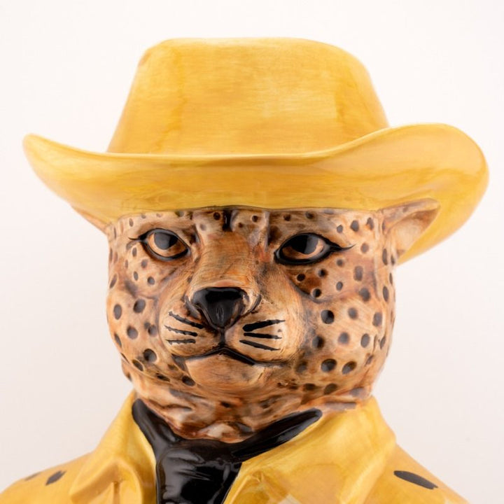 Luipaard Vaas met Hoed – Keramiek Panter Vaas (S & L)