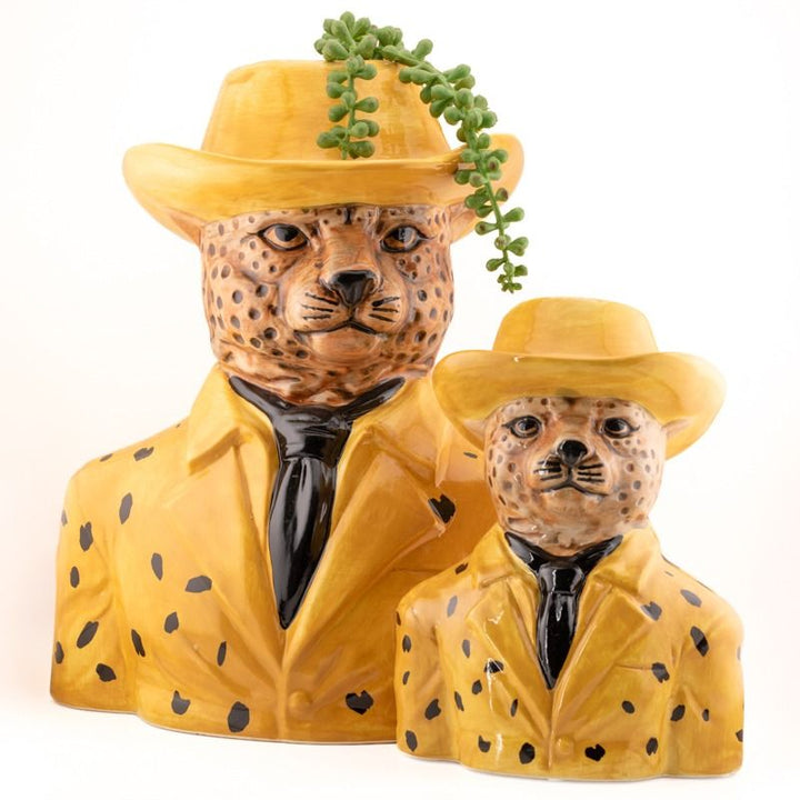 Luipaard Vaas met Hoed – Keramiek Panter Vaas (S & L)