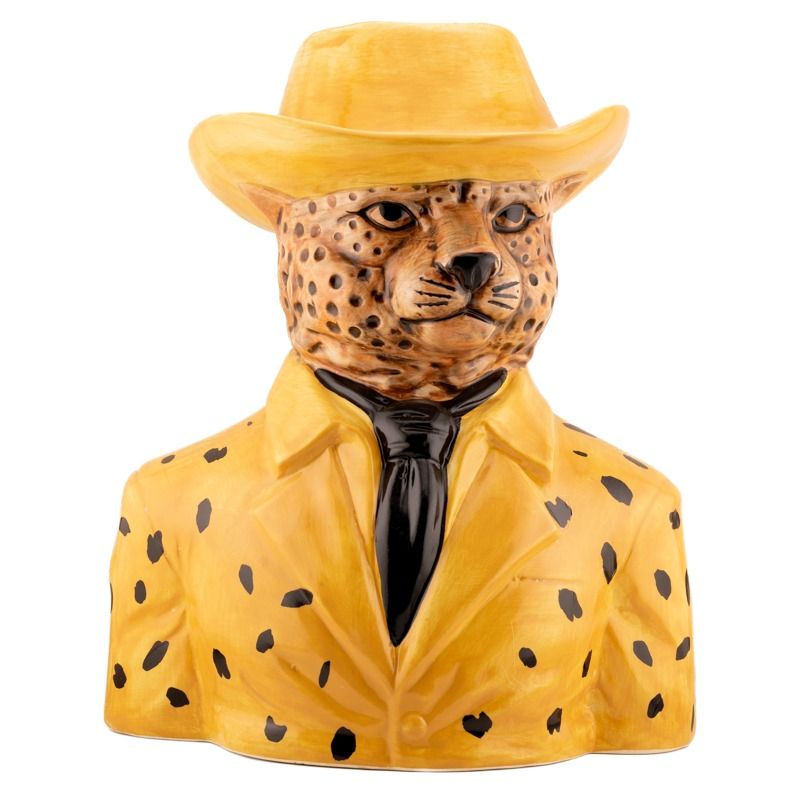 Luipaard Vaas met Hoed – Keramiek Panter Vaas (S & L)