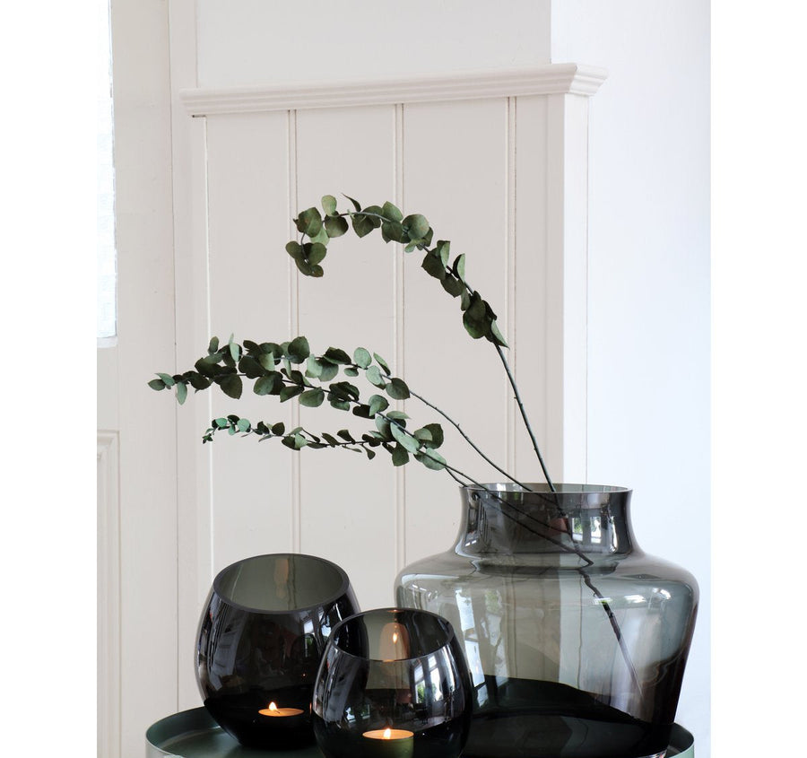 Moho Grey waxinelichthouders – Set van 2 glazen sfeerlichthouders