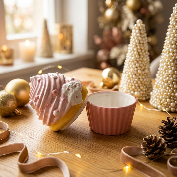 Cupcake Pot – Luxe Decoratie met Gouden kerstsfeer