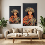 Tibetan Child Blue – Geweven Wandkleed Zonder Lijst