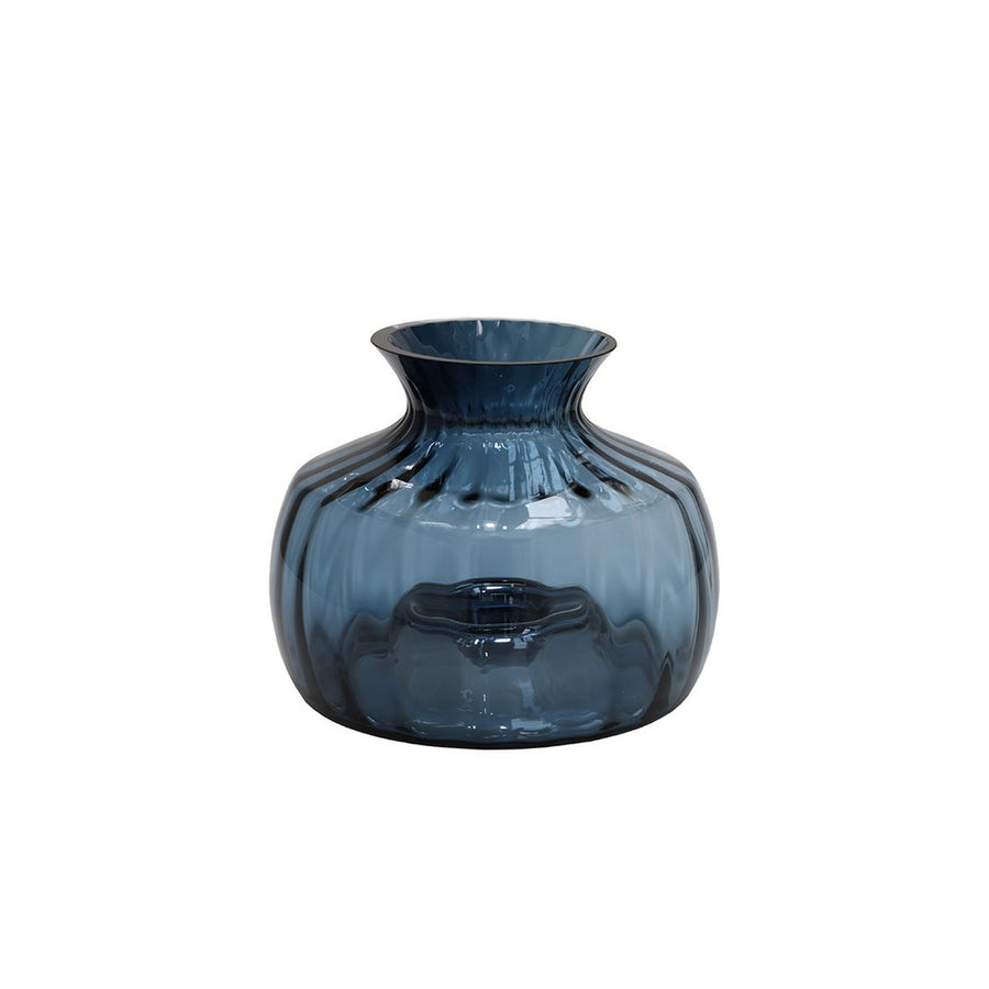 Glyde Blue vaas – Mondgeblazen design van dik blauw glas Ø18,5xH14,5