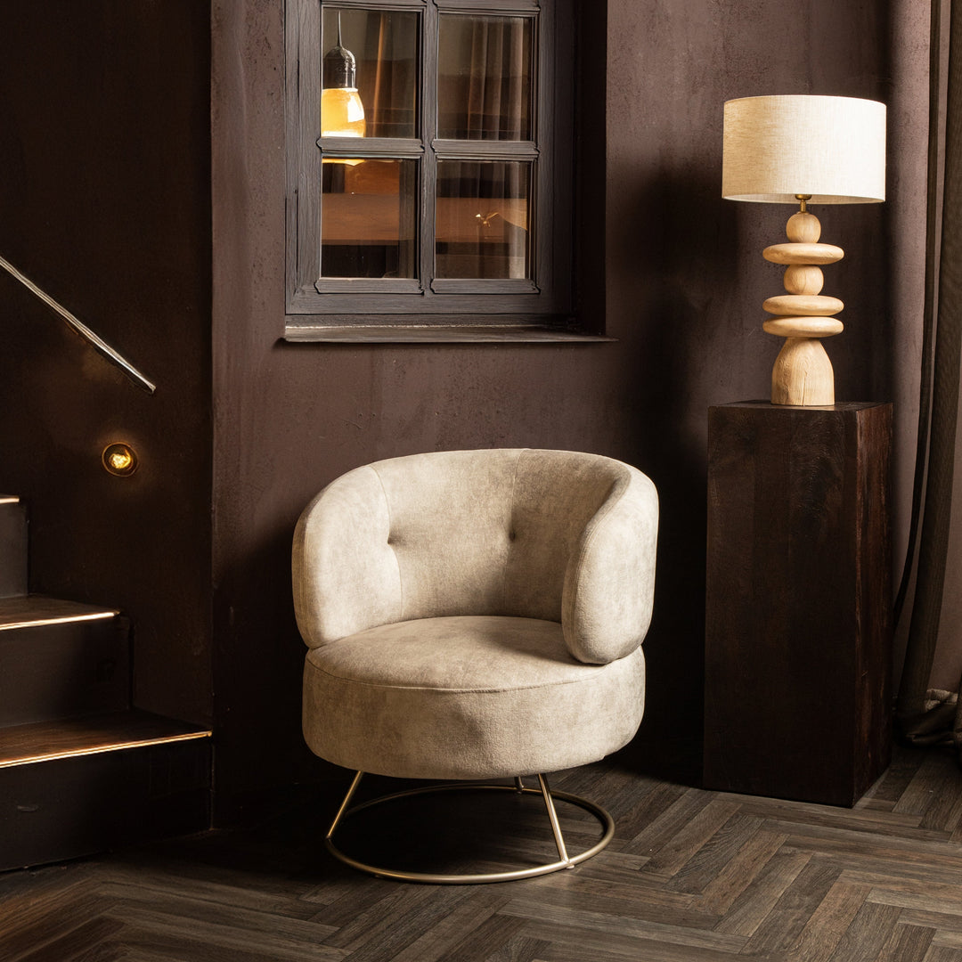 Carice Beige fauteuil infinity 2 beige gold base PTMD