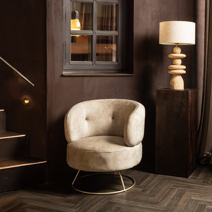 Carice Beige fauteuil infinity 2 beige gold base PTMD