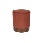 Ronde poef rood met houten poten 41 cm – Dutchbone Bellevue
