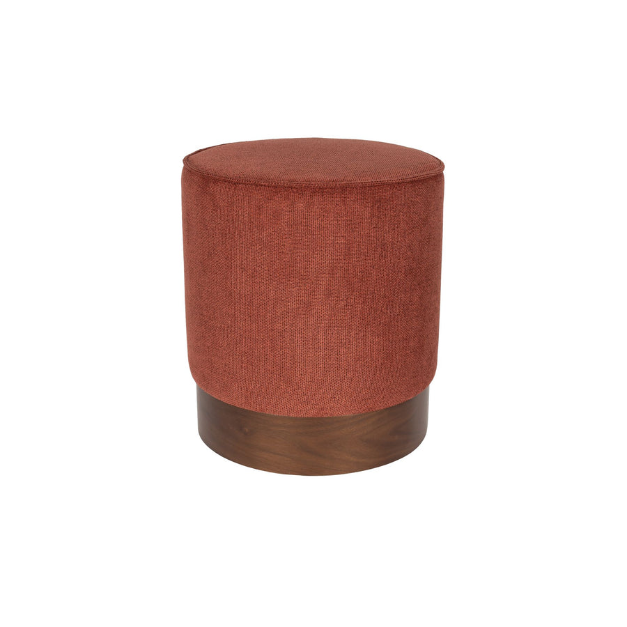 Ronde poef rood met houten poten 41 cm – Dutchbone Bellevue