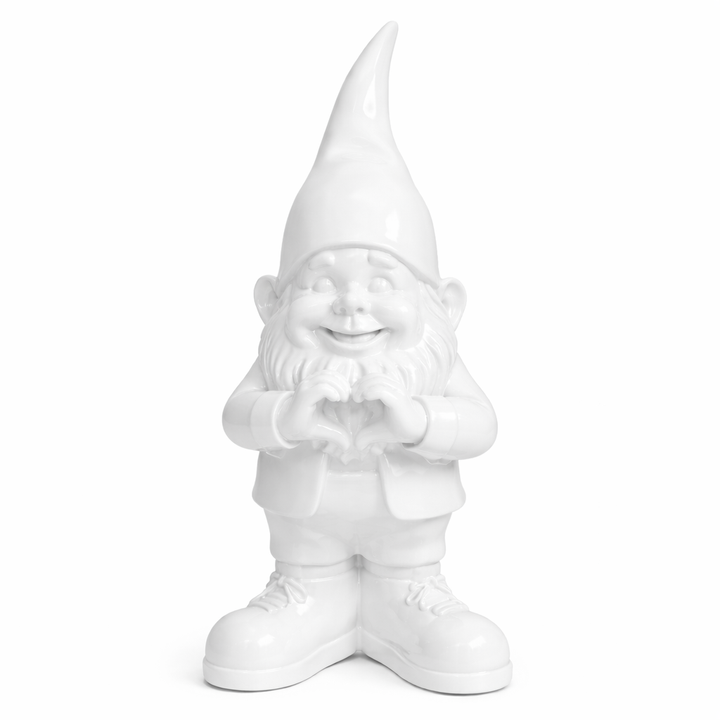 Witte Valentijns kabouter/gnoom met Hart