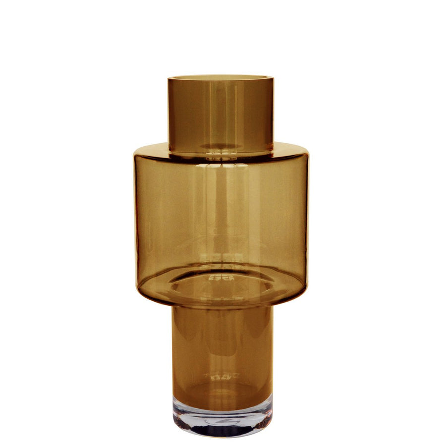 Juba Cognac vaas – Mondgeblazen dikglas design Ø20xH40 cm
