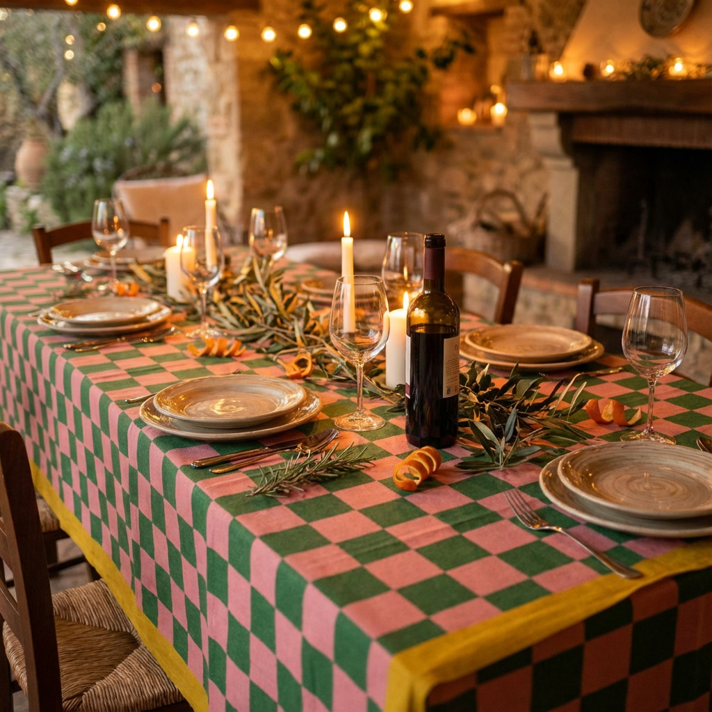 Italiaans Tafelkleed Checker – Multicolor Katoen