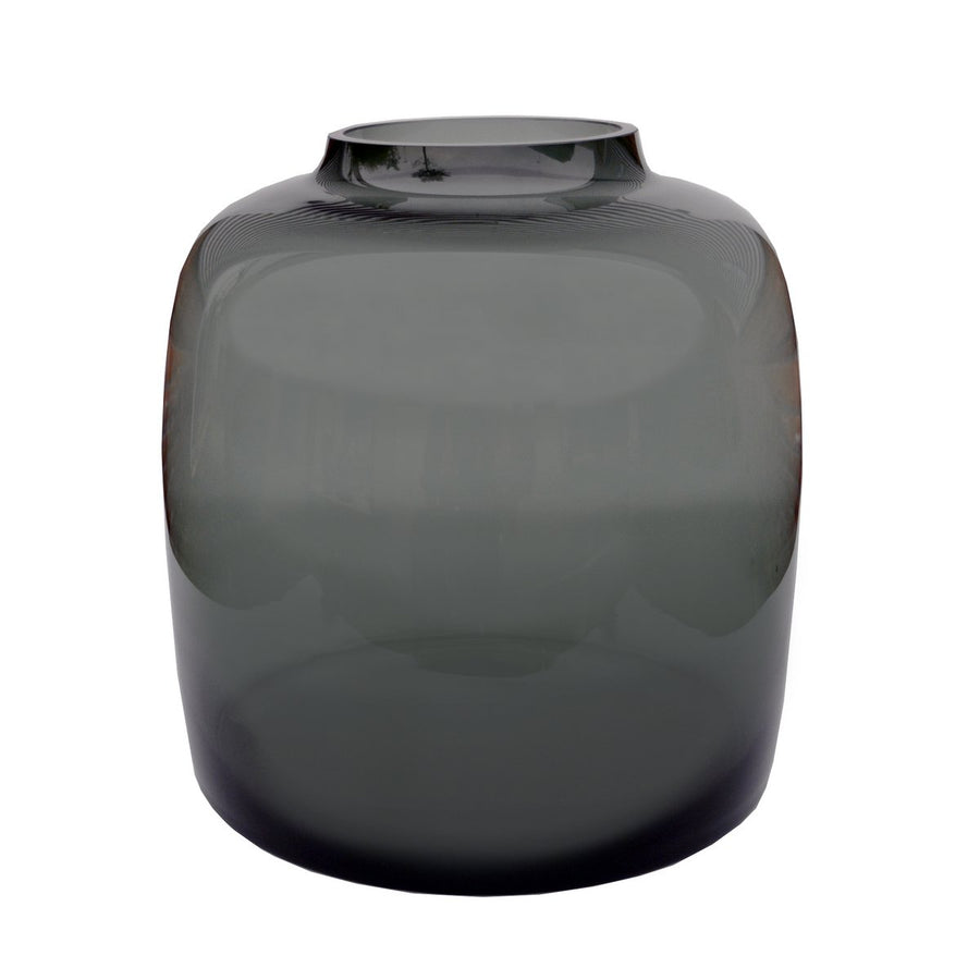 Bartica Grey vaas – Ronde mondgeblazen vaas van grijs glas