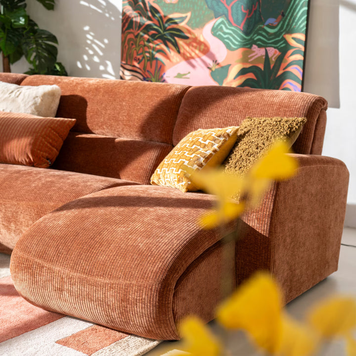 SEVN Organische Hoekbank Ceylon Lounge Rechts, kleur Rood