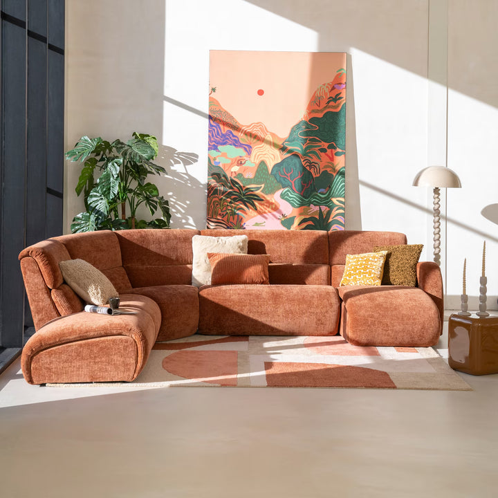 SEVN Organische Hoekbank Ceylon Lounge Rechts, kleur Rood