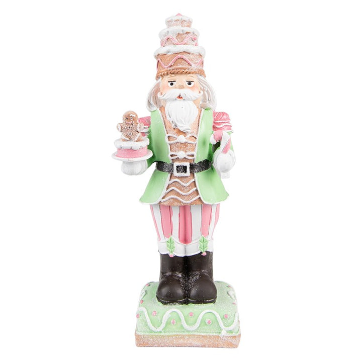 Clayre & Eef Beeld Kerst Notenkraker 24 cm Groen Roze Kunststof