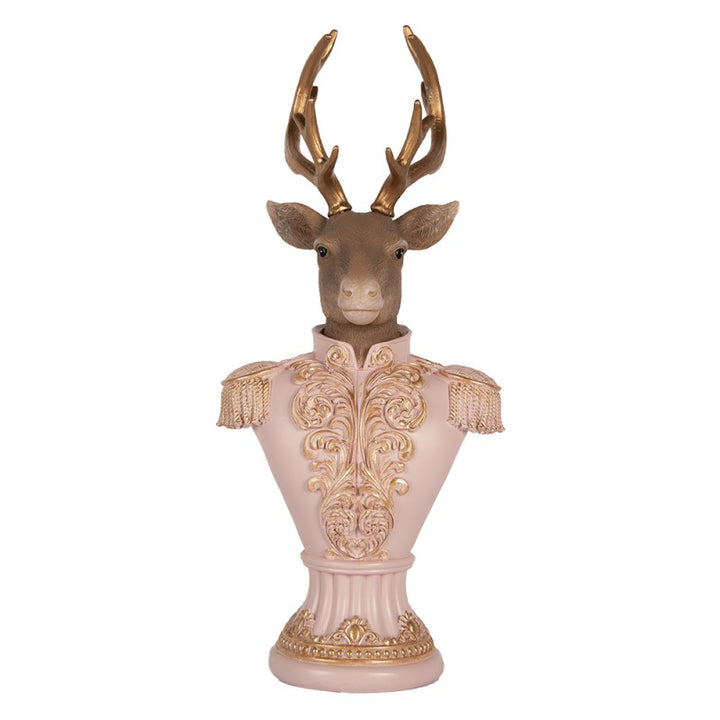 Kerst Decoratie Beeld Hert 16x14x36 cm Roze Kunststof