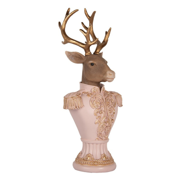 Kerst Decoratie Beeld Hert 16x14x36 cm Roze Kunststof