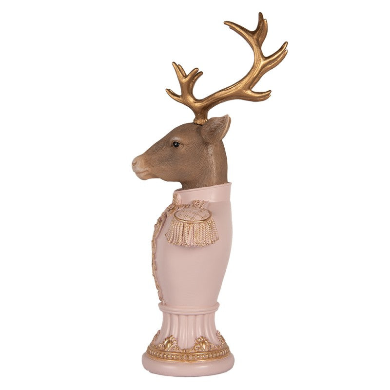 Kerst Decoratie Beeld Hert 16x14x36 cm Roze Kunststof