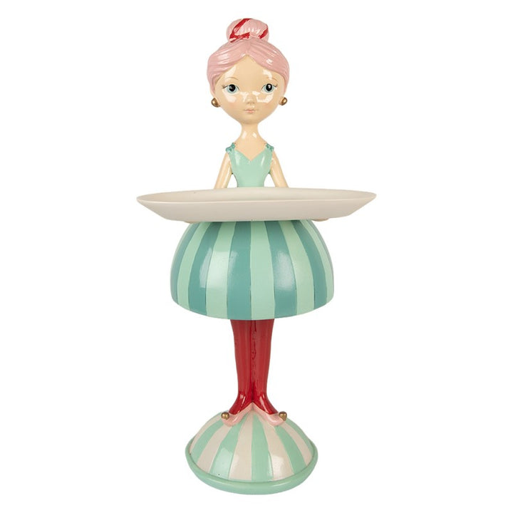 Clayre & Eef Kerst Decoratie Beeld Meisje 18x16x38 cm Blauw Kunststof