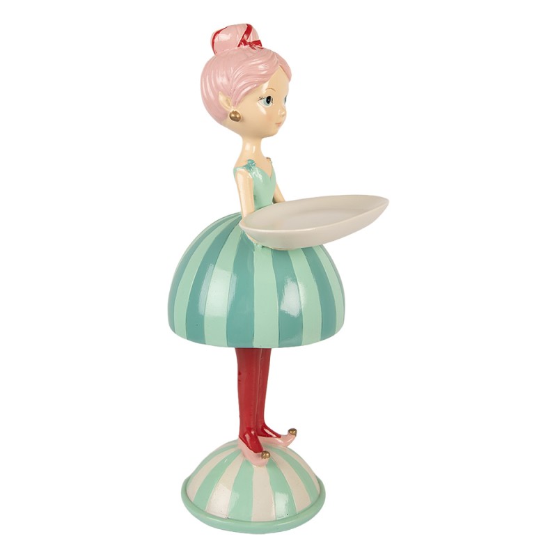 Clayre & Eef Kerst Decoratie Beeld Meisje 18x16x38 cm Blauw Kunststof