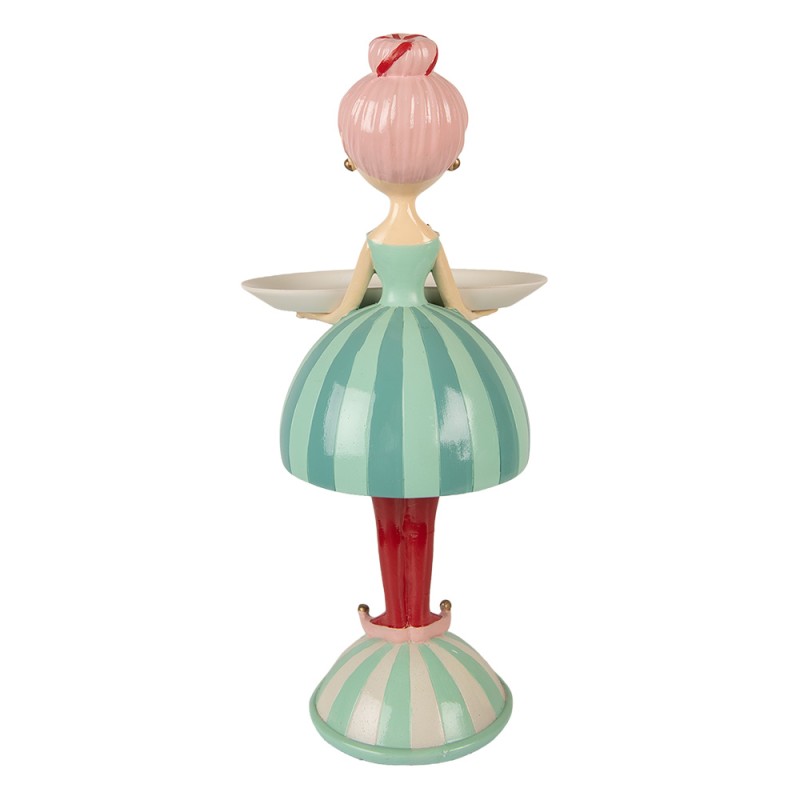 Clayre & Eef Kerst Decoratie Beeld Meisje 18x16x38 cm Blauw Kunststof