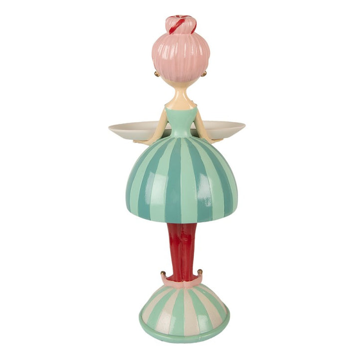 Clayre & Eef Kerst Decoratie Beeld Meisje 18x16x38 cm Blauw Kunststof