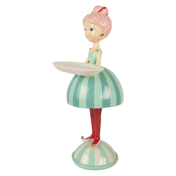 Clayre & Eef Kerst Decoratie Beeld Meisje 18x16x38 cm Blauw Kunststof