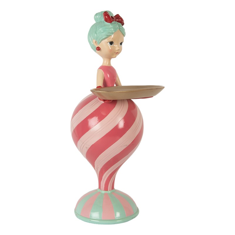 Clayre & Eef Kerst Decoratie Beeld Meisje 22x20x46 cm Roze Kunststof