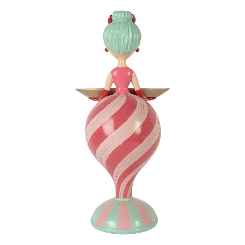 Clayre & Eef Kerst Decoratie Beeld Meisje 22x20x46 cm Roze Kunststof