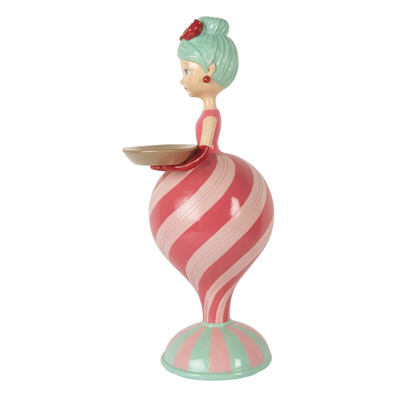 Clayre & Eef Kerst Decoratie Beeld Meisje 22x20x46 cm Roze Kunststof