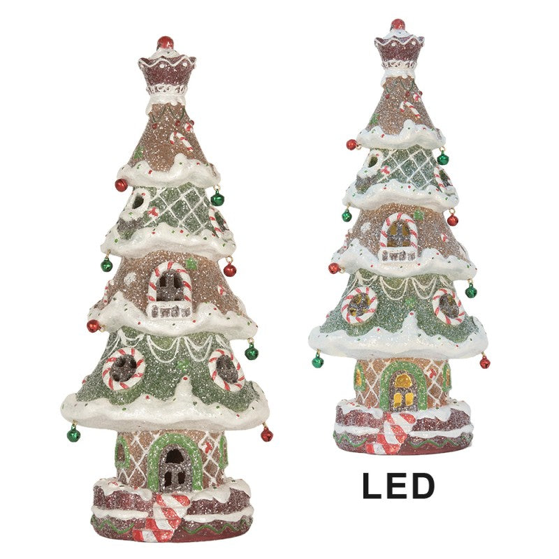 Clayre & Eef Decoratie Kerstboom 3xAAA Bruin Kunststof