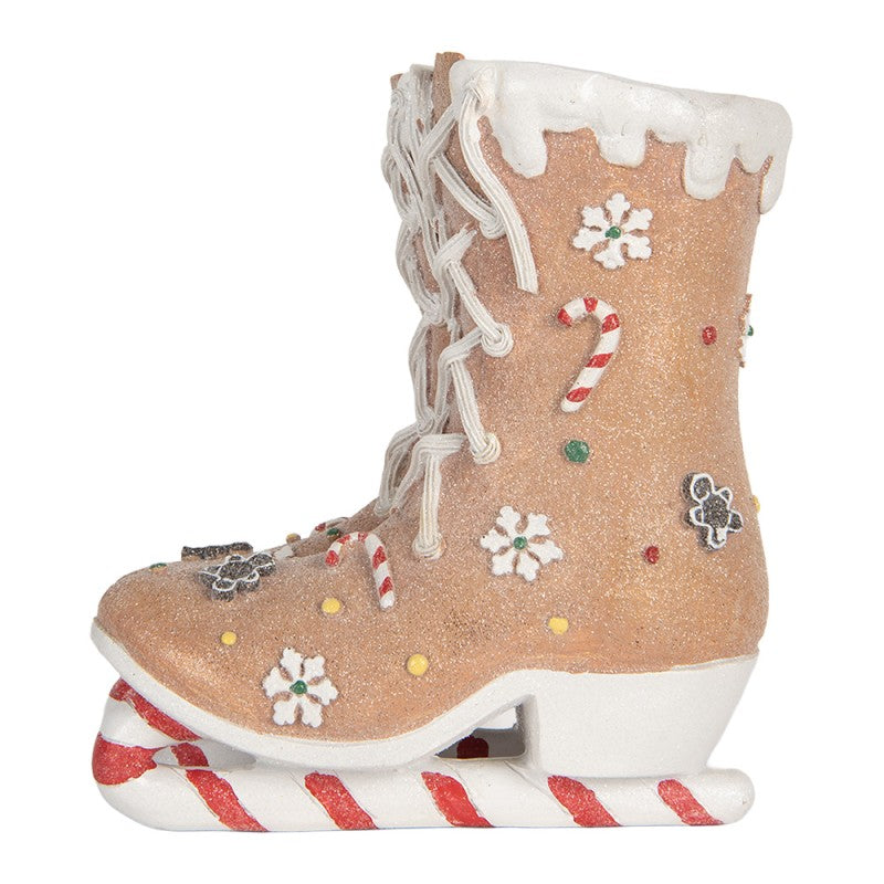 Clayre & Eef Decoratie Kerst Schaatsen 19x14x20 cm Bruin Kunststof