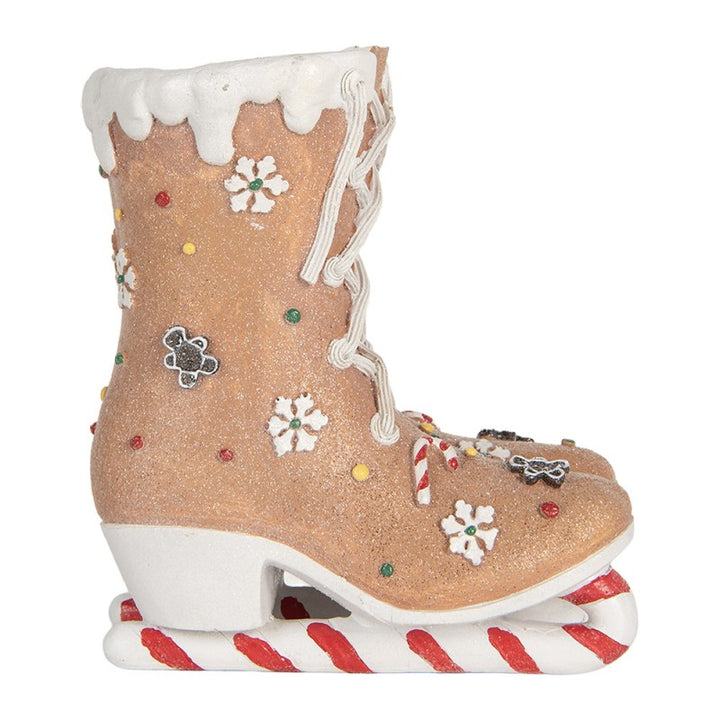 Clayre & Eef Decoratie Kerst Schaatsen 19x14x20 cm Bruin Kunststof